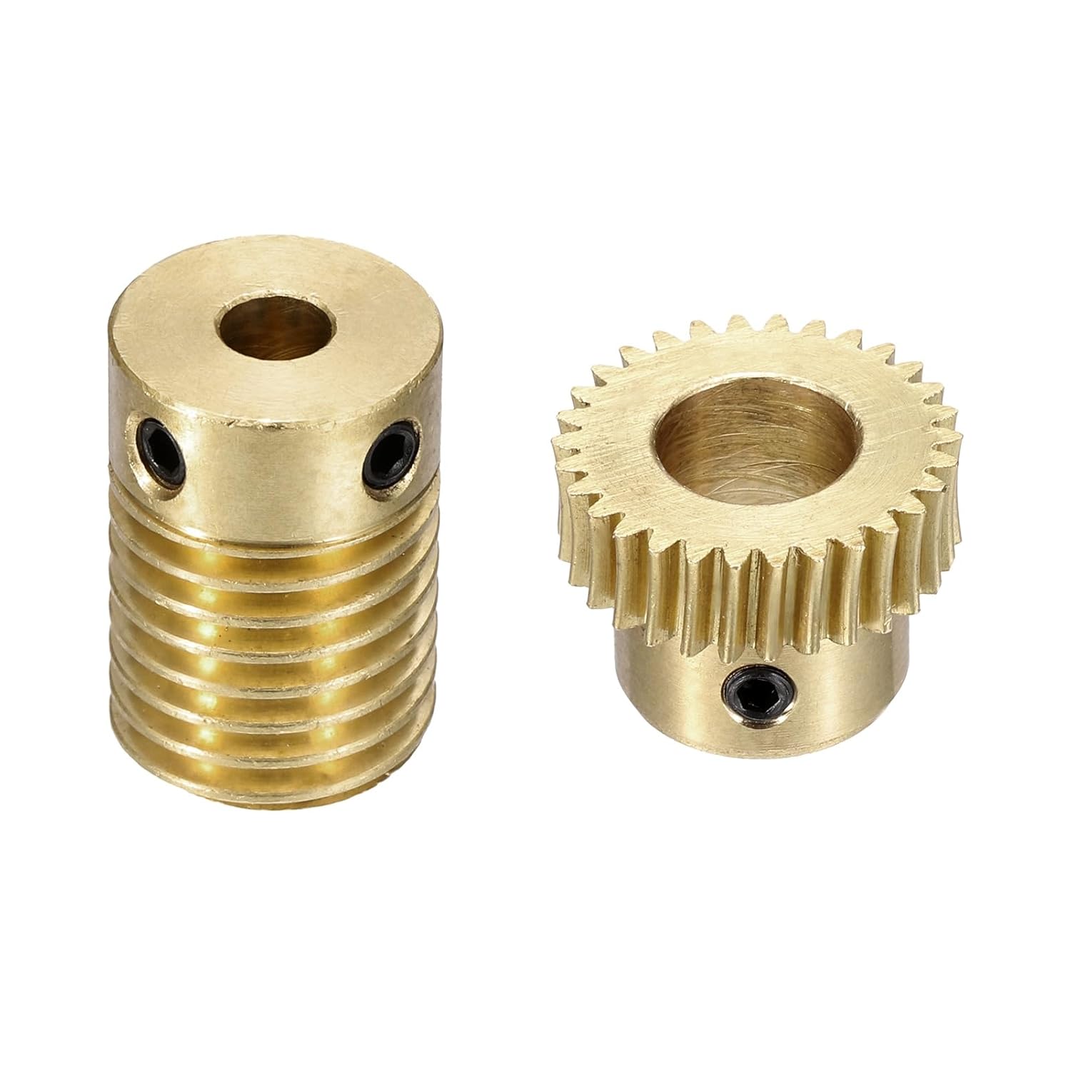 uxcell Worm Gear Set 30T 0.5 Module 1:30 Reduction Rate, Right Rotation Drive Gear Box Wheel Reduce Transmission Part (Brass Gear-8mm Bore, Brass Rod 4mm Bore)