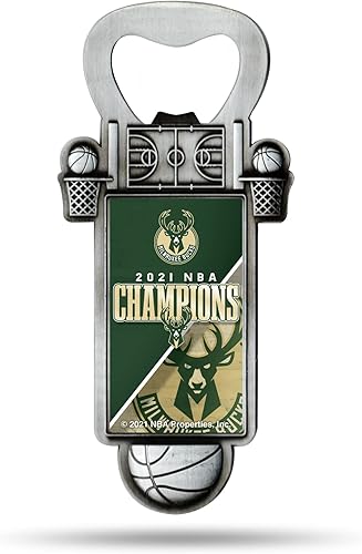 Miniatura 1 de Rico Industries NBA Basketball NBA Champions - Abrebotellas magnético, acero inoxidable, imán fuerte para exhibir en el refrigerador