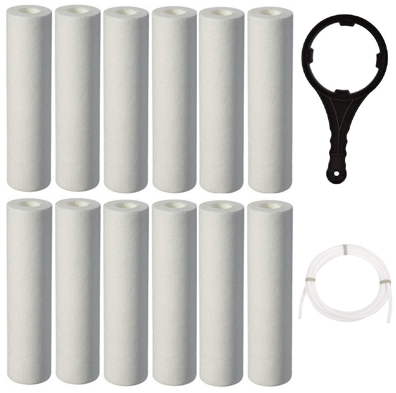 Care N Made® Drop Cartridge Filter, Suitable for All RO Water Purifier Kent, Livpure, Aquaguard, Dolphin, Aqua Fresh, etc. (10 inch, 12 Pieces + 1 Spanner + 2 mtr P-picture-33