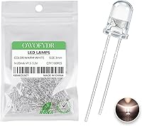 Vista 15 de 100 lámpara LED de diodo de luz blanca cálida de 5mm (Lente Transparente Redonda DC 3V 20mA) Bombilla de iluminación, componente electrónico, luz