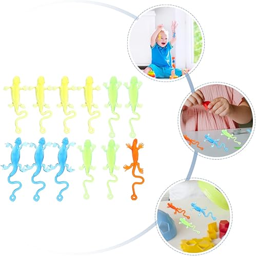 Miniatura 14 de STOBOK 24 juguetes de lagarto pegajosos – Figuras elásticas de Gecko y juguete adhesivo para niños, recuerdos de fiesta de arrastre de pared