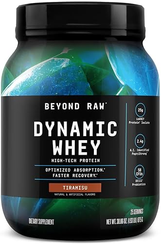 Beyond Raw Dynamic Whey  Proteína de alta tecnología  Absorción optimizada y recuperación más rápida  Tiramisú  25 porciones