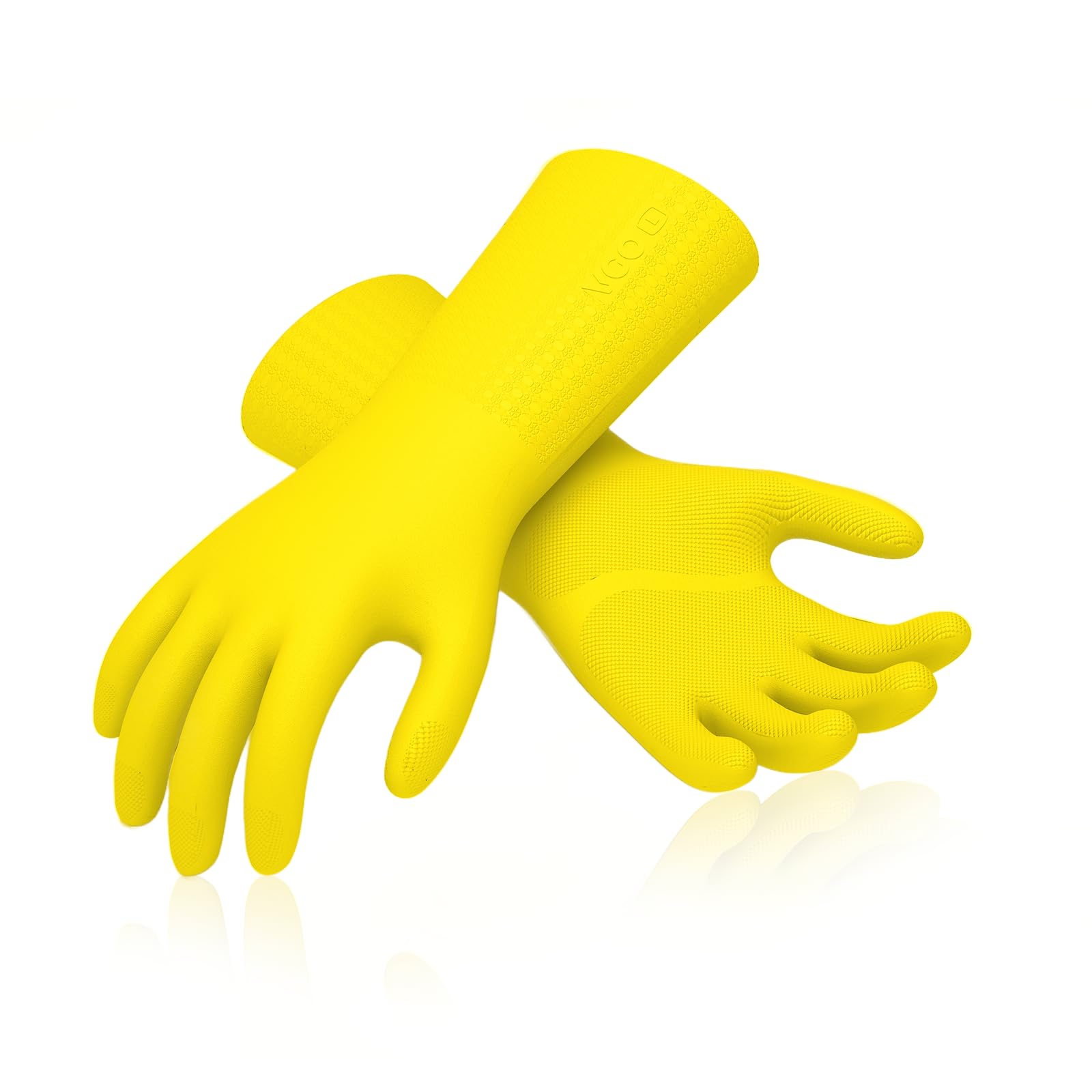Vgo... Heavy Duty Cleaning Gloves Lined Nylon, Household Gloves Reuseable in TPE Latex Free, Thicker Antislip Washing Up Gloves for Kitchen Bathroom Gardening Painting, with Flower Flavor, 1 pairOEKO-TEX STANDARD 100