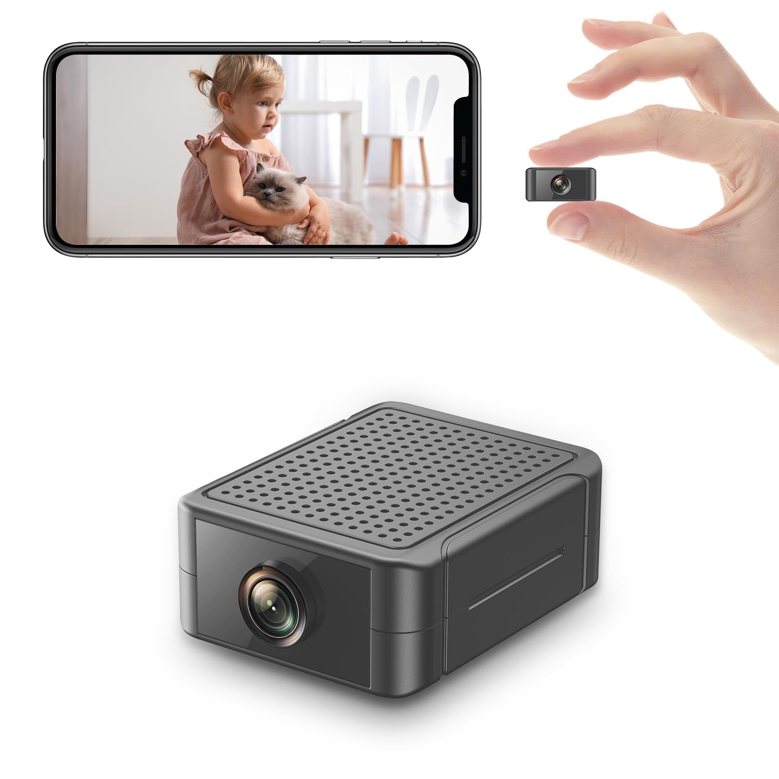 Hidden Camera 4K Ultra HD, Mini WiFi Indoor Camera & Spy Camera with Night Vision, Motion Detection & Real-Time App Alerts, SD Card & Cloud Storage, Battery Powered Security Camera for Home & Office — view 10