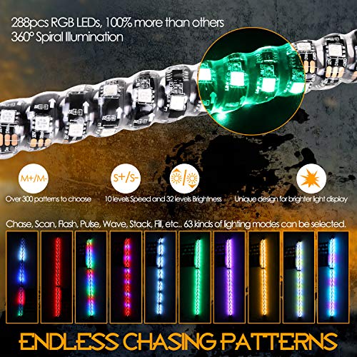 Nr Nirider N3000UL Nirider 4Ft Led Whip Light With Flag Pole Remote Control Spiral Rgb Chase Light Offroad Warning Lighted Antenna Led Whips For Utv, Atv thumb #3
