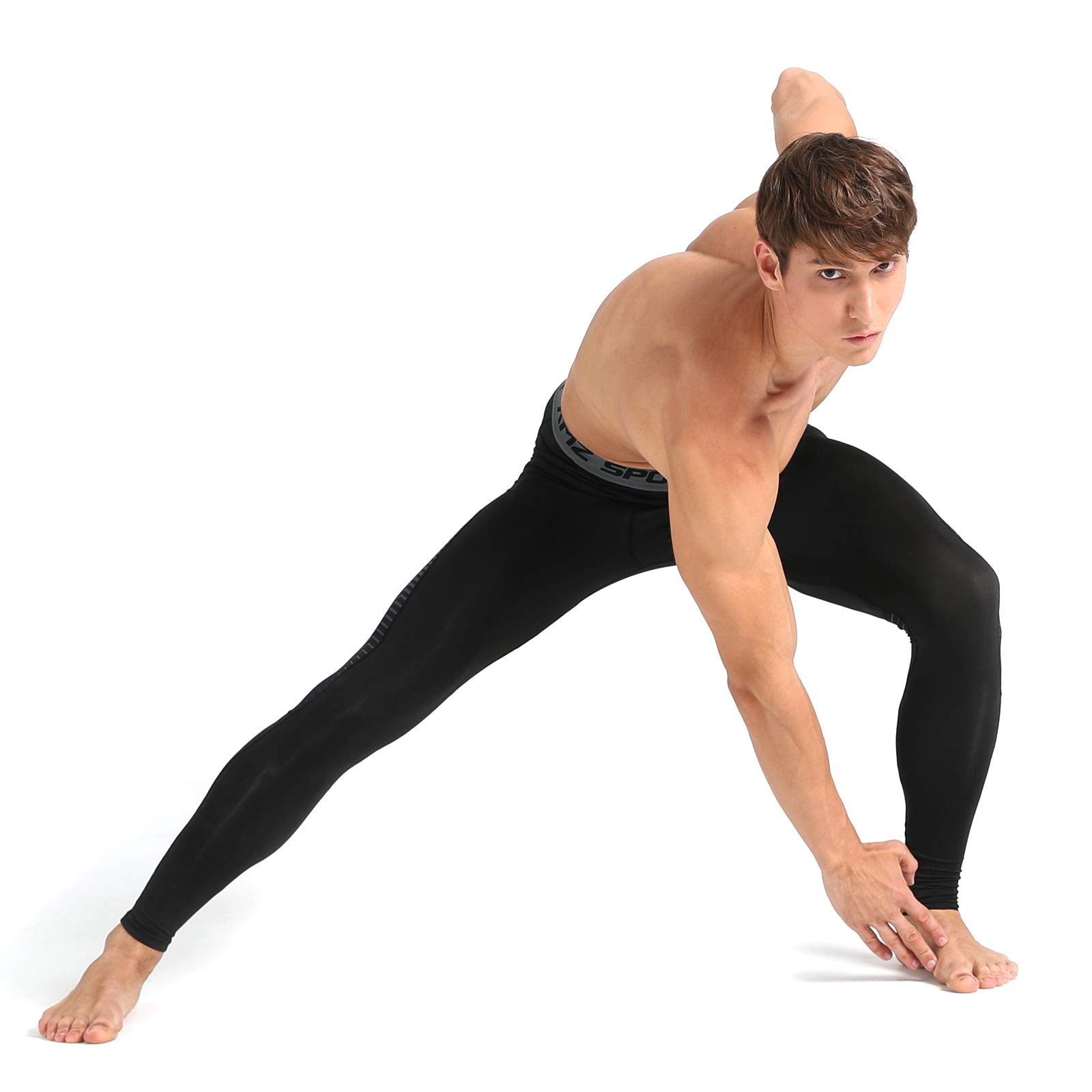 AMZSPORT Leggings a Compressione da Uomo Pantaloni Sportivi Freschi e Asciutti da Corsa Nuova Generazione