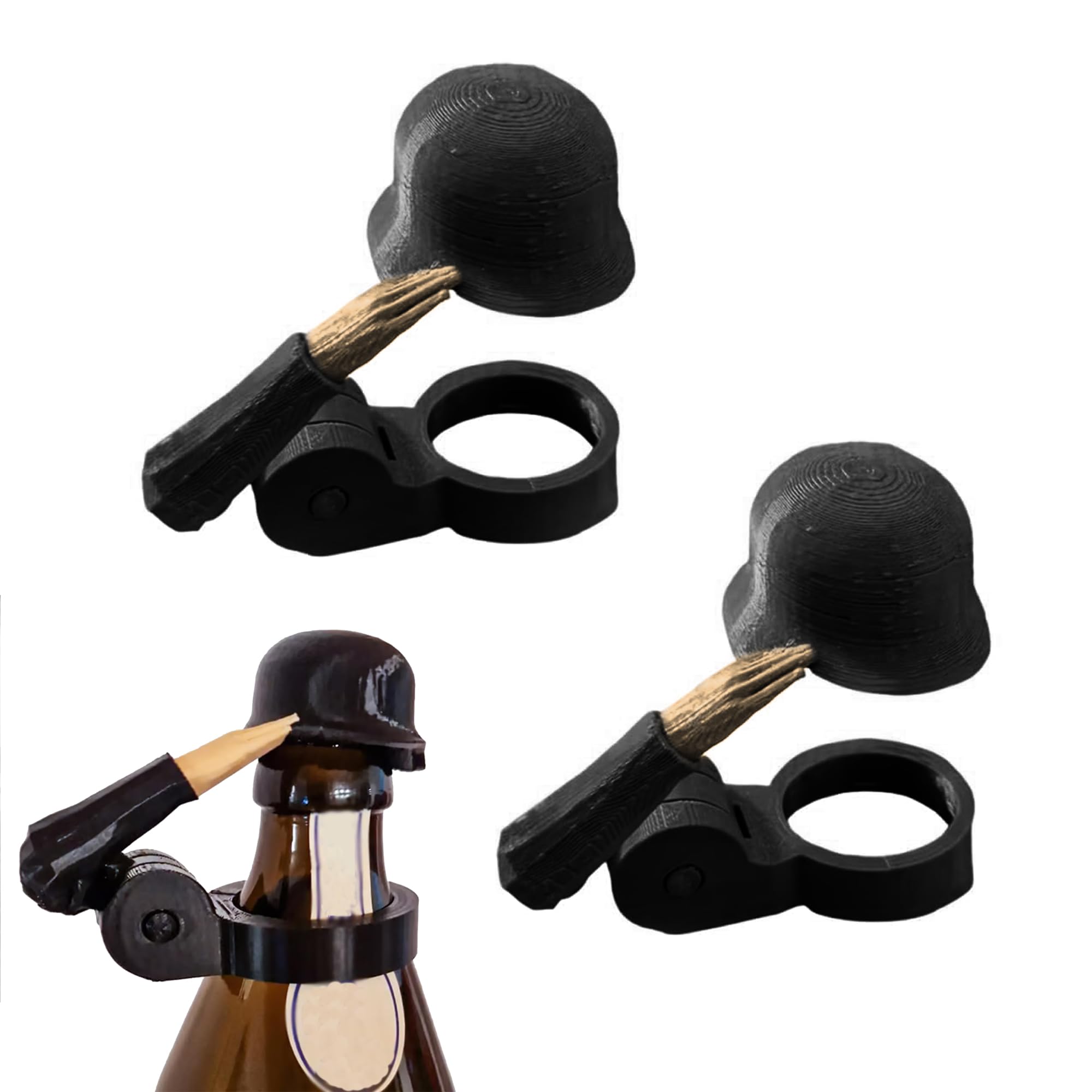Rynopulse Men's Black Soldier Salute Beer Bottle Helmet, Unique Soldier Helmet And Salute Pose Bottle Opener, Funny Gifts For Military Lovers,,Father