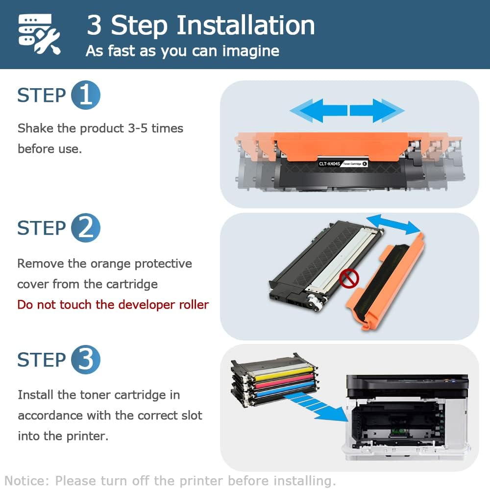 Leize Compatible Toner Cartridge Replacement for Samsung 404S CLT-404S to use for Xpress C480FW C430W SL-C430W SL-C480FW SL-C480FN Printer CLT-K404S CLT-C404S CLT-M404S CLT-Y404S [KCMY-4 Packs]