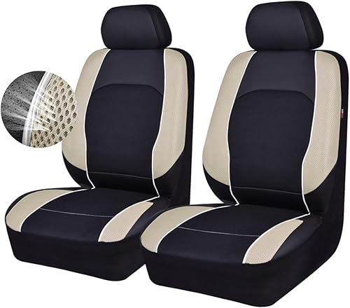 Dos fundas universales de cuero para asientos delanteros de automóvil, malla de aire 3D transpirable, compatible con bolsas de aire para