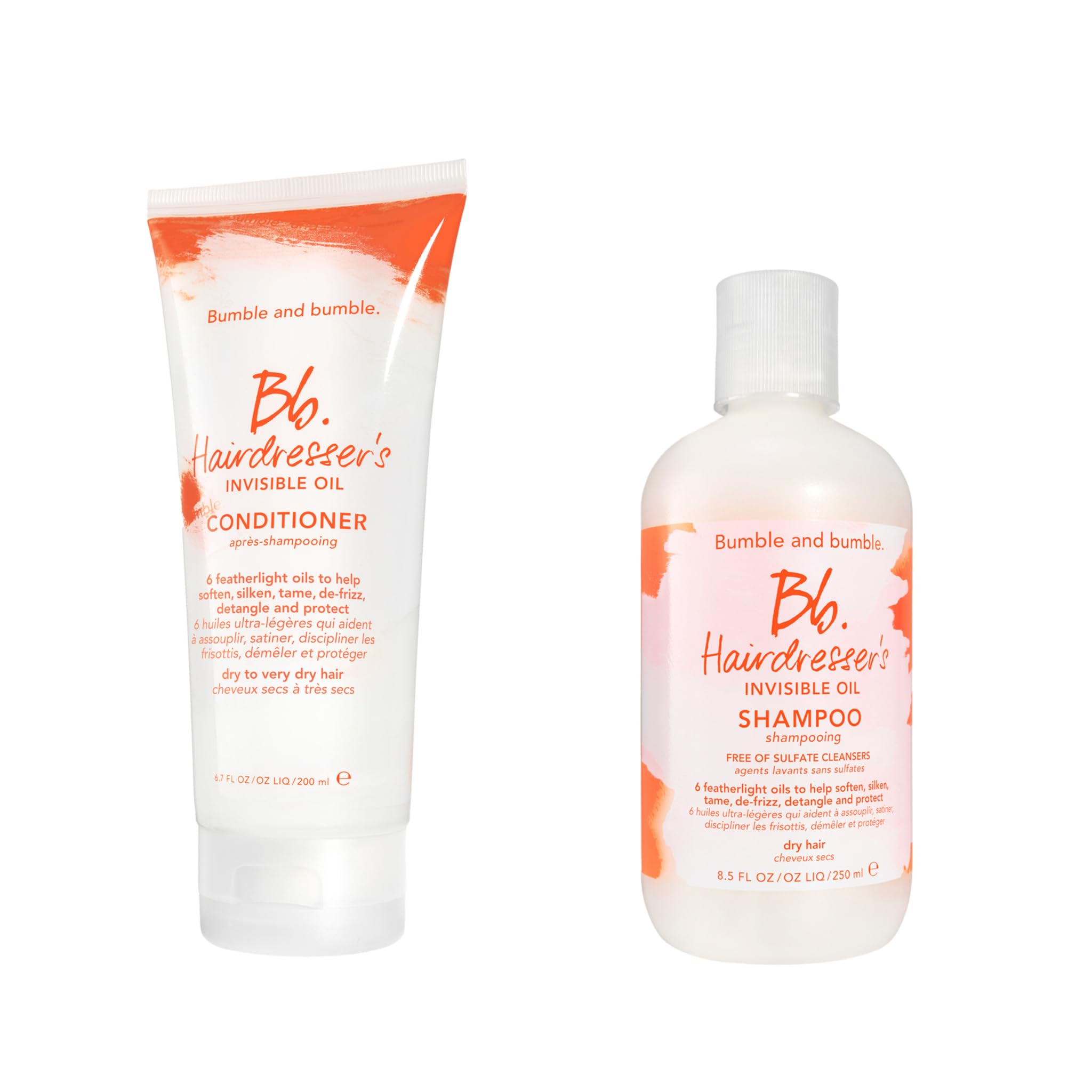 Bumble and Bumble Hairdresser's Invisible Oil Routine: Shampooing hydratant (250ml) + Après-Shampooing Hydratant (200ml) - Anti-Frisottis, Brillance, Protège La Couleur - Bouclés, ondulés, raides