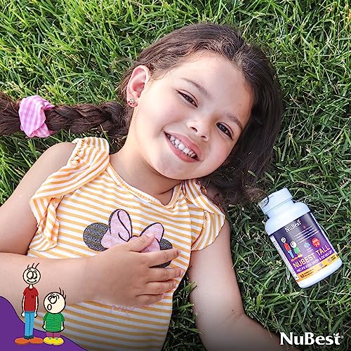 Nubest Tall Kids - Advanced Bone Strength & Immunity Support - Help Kids Stay Healthily - Multivitamins & Minerals For Kids Ages 2 To 9 - Animal Shapes - 60 Chewable Berry Tablets | 1 Month Supply #TOP4