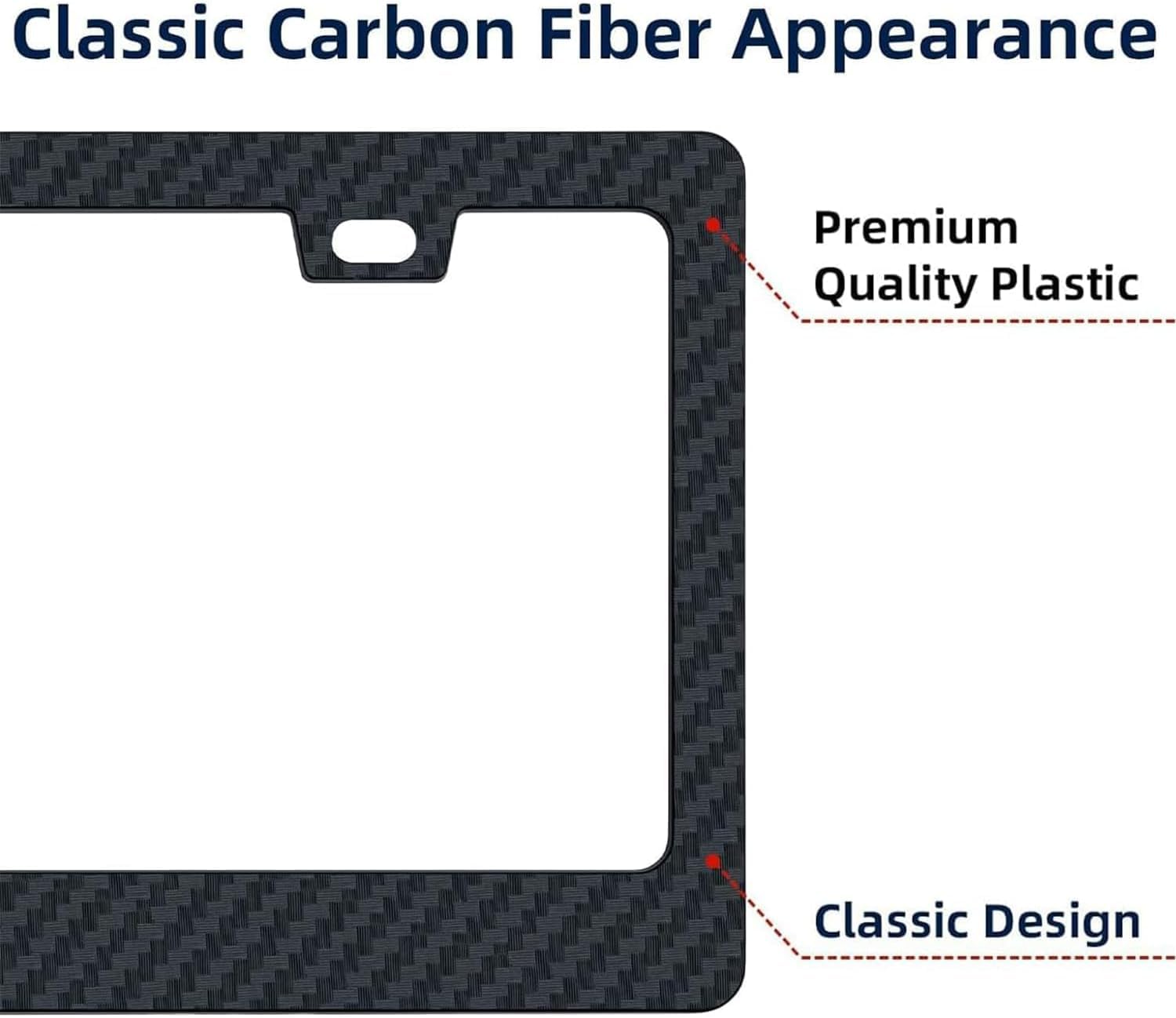 EWBN Carbon Fiber License Plate Frame – Black Plastic With Screws & Caps, Fits All US Plates - View #9