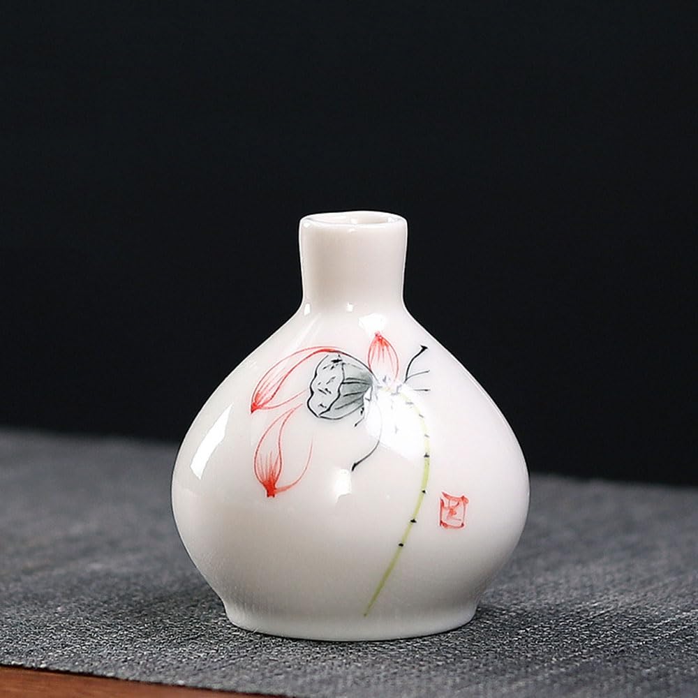 asdchZen Hand Painted Ceramic Vase For Home Decor, Artistic Vase Small Flowers, For Home Decor Small Bud Decorative Floral Vase,A