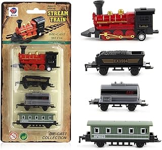 4Pcs Mini Steam Train Model Toys,Simulation Retro Steam Train Toy Kit,Pull Back Simulation Steam Train Model Toys for Boys and Girls Gift