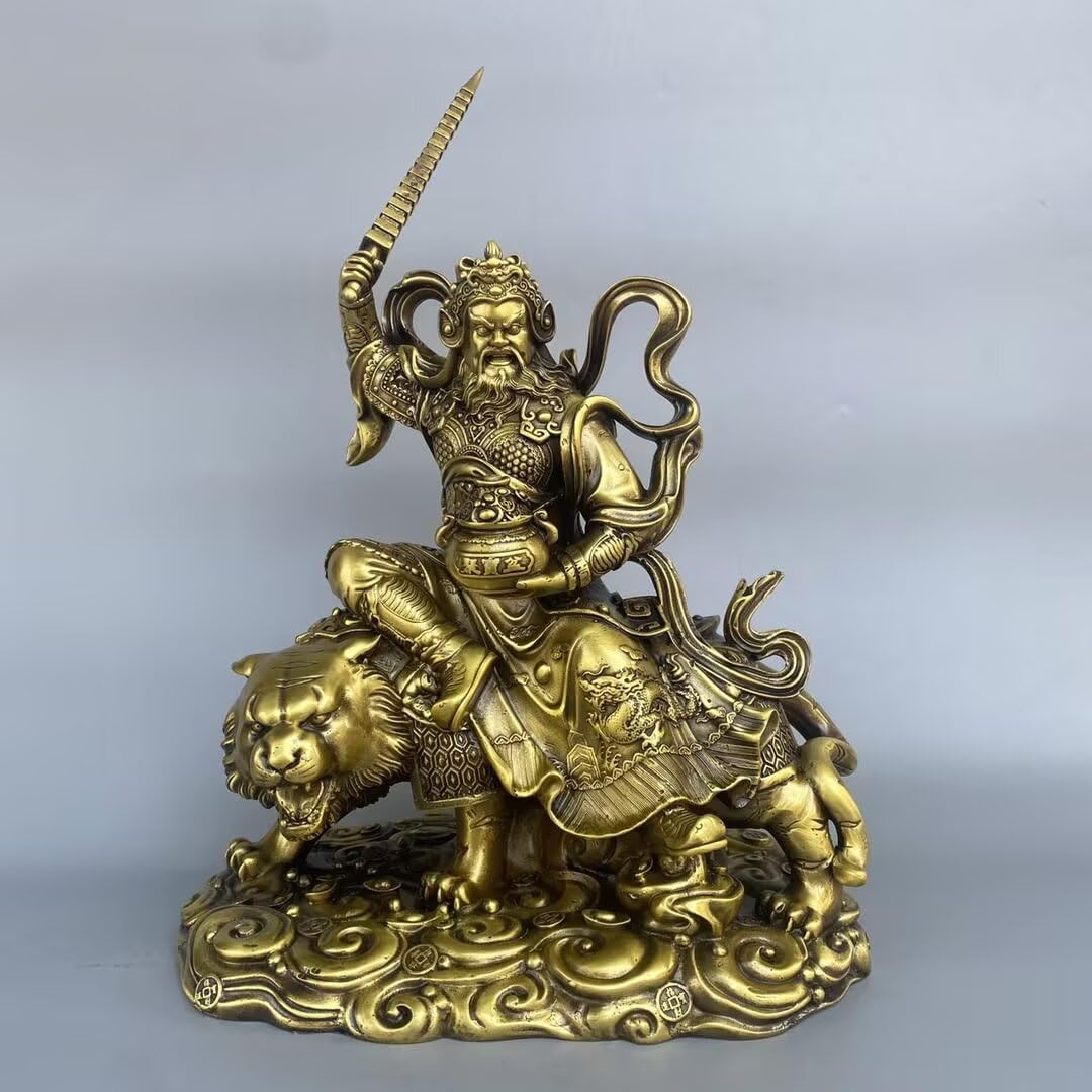 Dytartzx Pure Copper Zhao Gong Ming Statue, Wu CAI Shen Sculpture - Handmade Feng Shui Decor for Home Office, Prosperity- for Business Opening & Housewarming Gifts