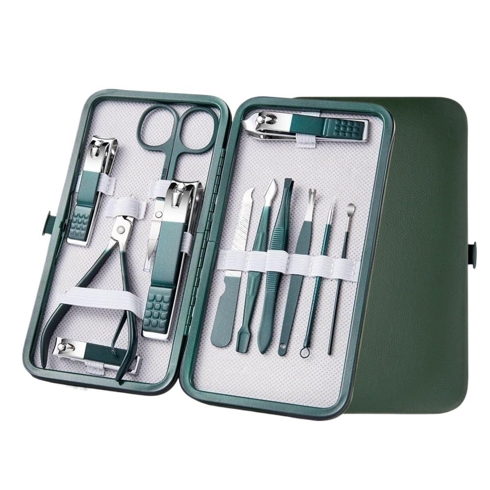 Set per manicure e pedicure professionale, forbici per unghie in acciaio inox, tronchesi per manicure, set tagliaunghie, strumento per la cura della pedicure, tronchesino per cuticole, 12 pezzi, in ac