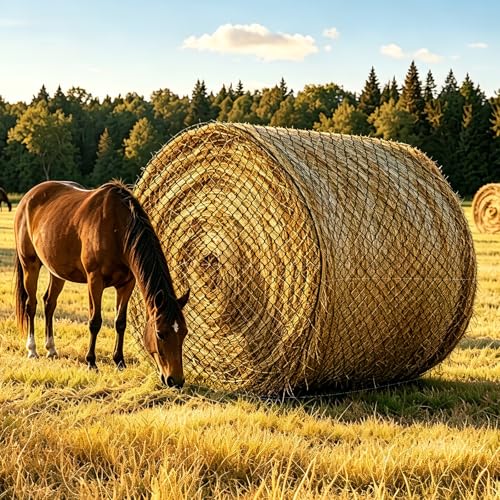 Gmhortn 66ft Large Round Bale Hay Nets for Horses 6x6 ft Hay Net for Horses Slow Feed Knotless Slow Feeder Hay nets for Horses