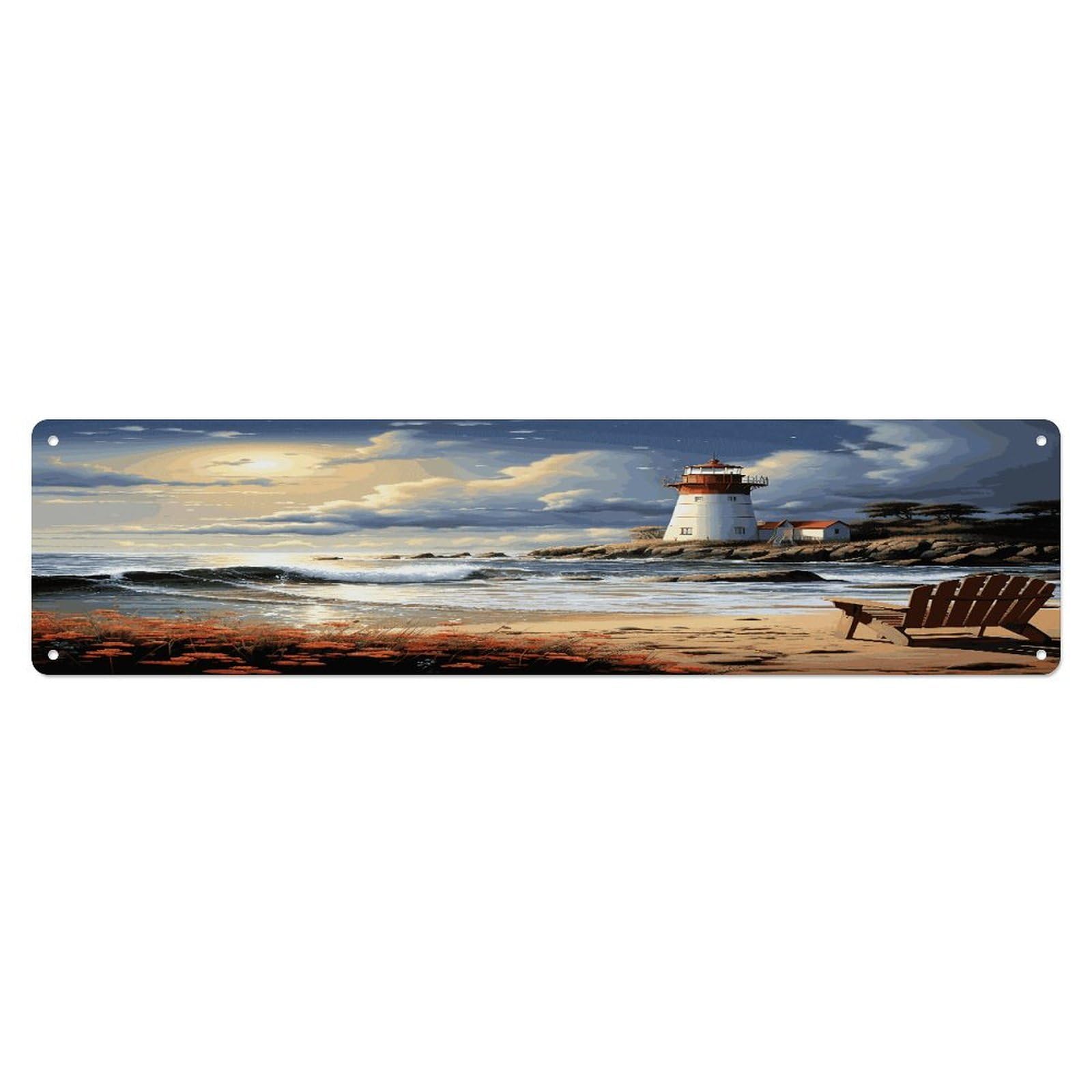 Adfgyerh Style Sea Lighthouse Sandbeach Wall Decor Aluminum Waterproof. Plaque, Practical Gift,Sign 15.7X3.9 Inch Poster,For Home, Office, Business, Garage– Indoor/Outdoor