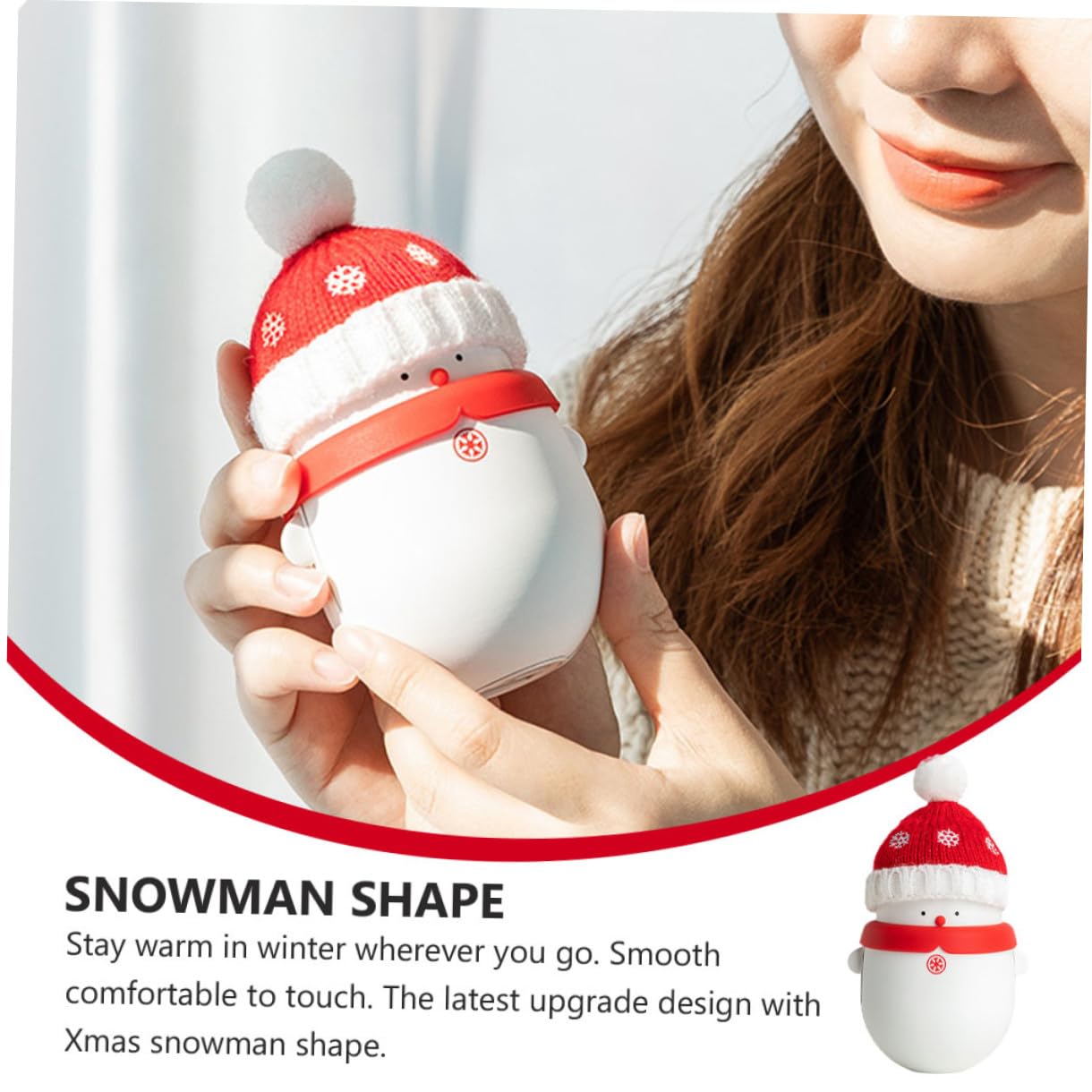 BESPORTBLE 1pezzi Scaldamani Portatile Tascabile Forma di Pupazzo di Neve di Natale Power Bank USB Multifunzione Ricaricabile Calore Durevole e Sicuro