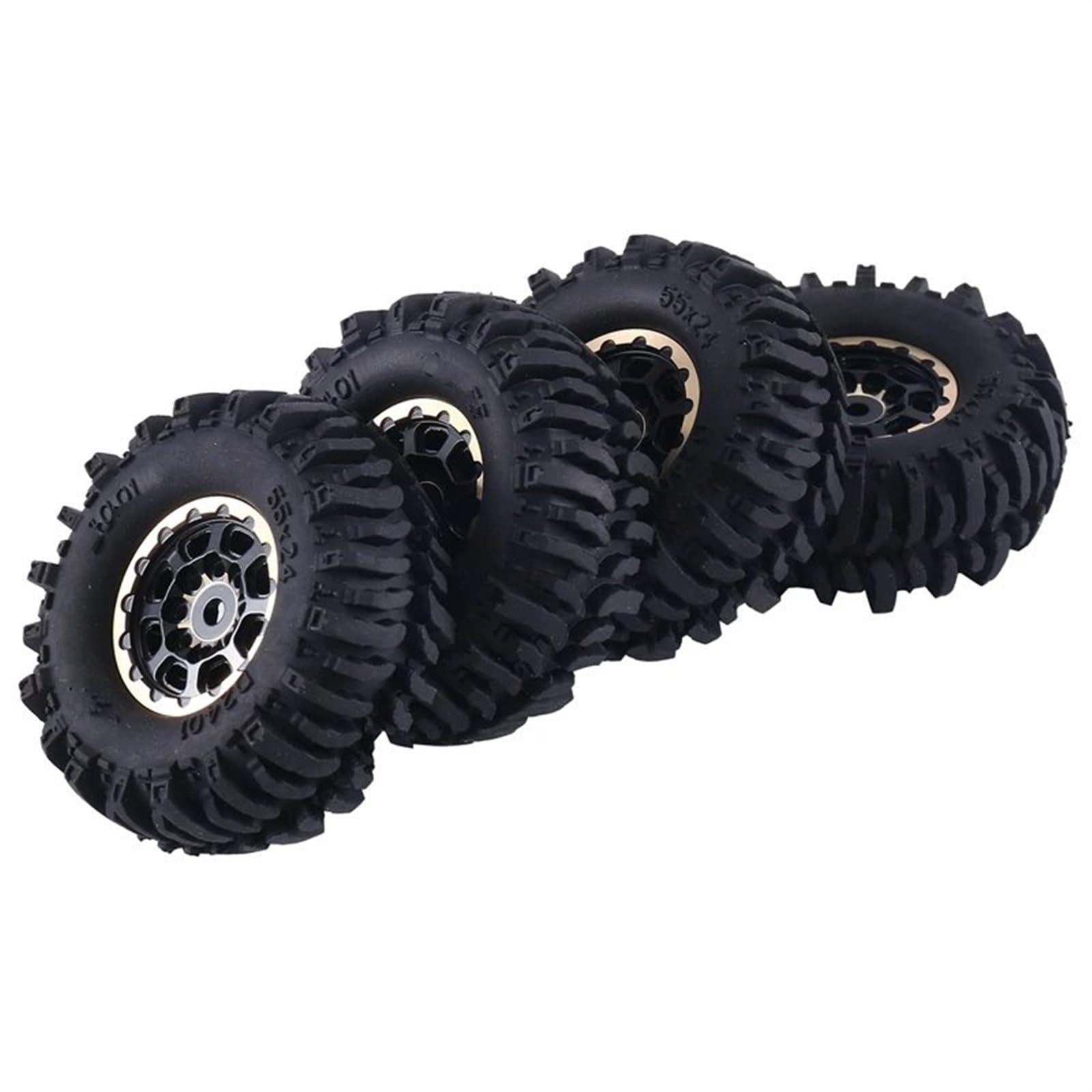 RC Pneus Jante Compatible avec Axial pour SCX24 AX24 pour FMS pour FCX24 pour TRX4M 1/18 1/24 RC Crawler Car Upgrade Parts 4 Pcs 55X22mm 1.0 Jante De Roue en Métal Pneu en Caoutchouc