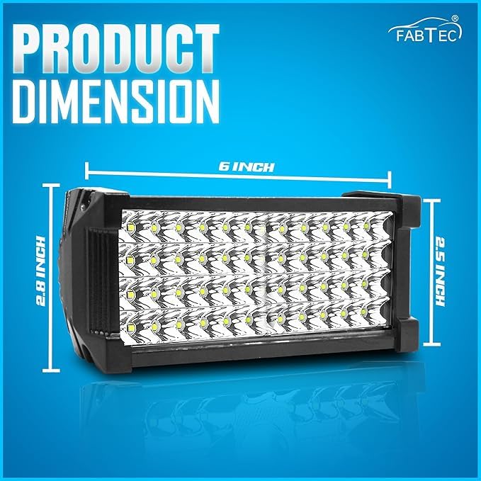 Image of FABTEC 48 LED 7 Inch bar Light Bike Led Fog Light Off-Road Flood Beam for Bikes and Scooties with On /Off Switch (White) (Set of 2)