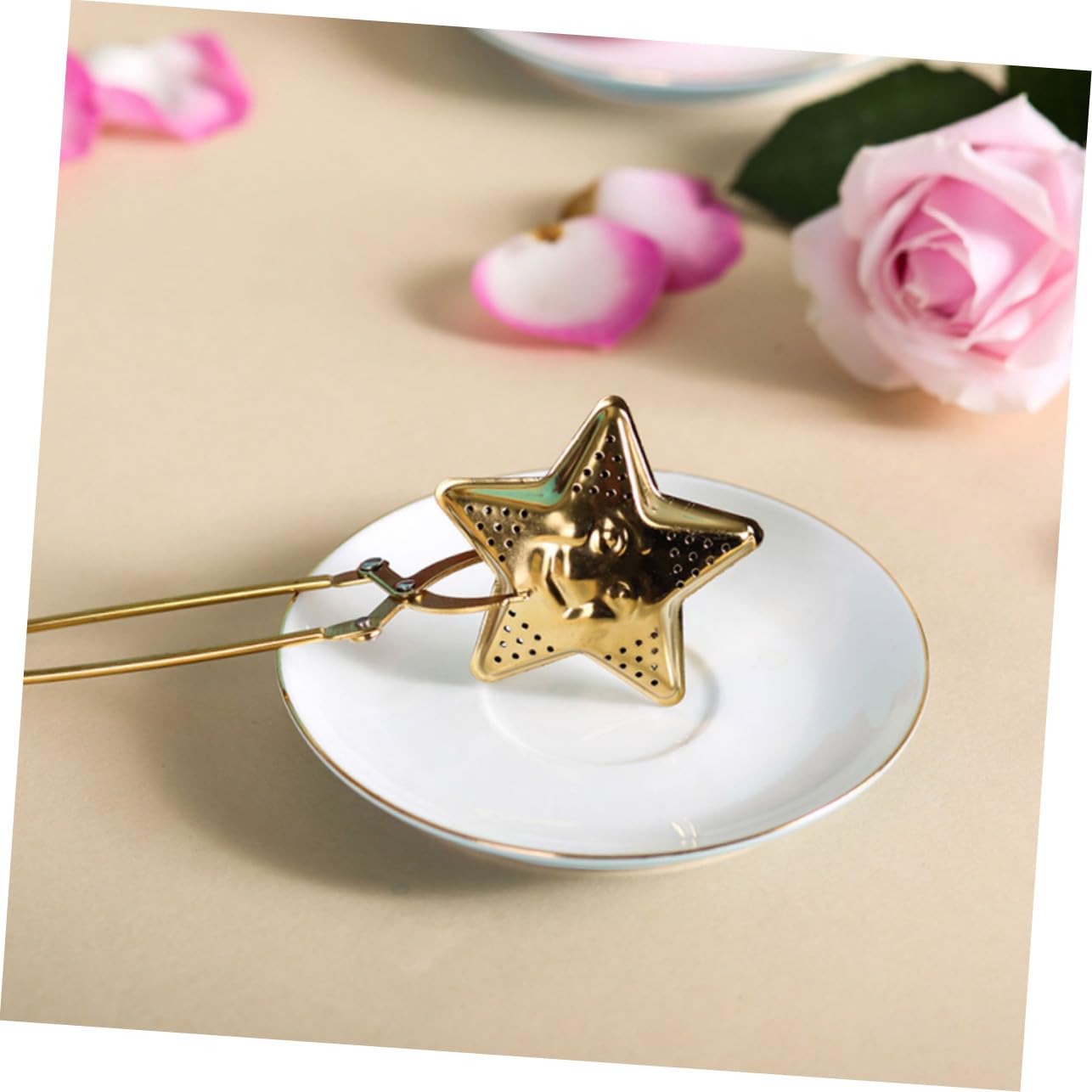 Ipetboom Filtro de Té de Estrellas y Luna Colador de Té de Sueltas de Acero Inoxidable con Asa para Infusiones Casa