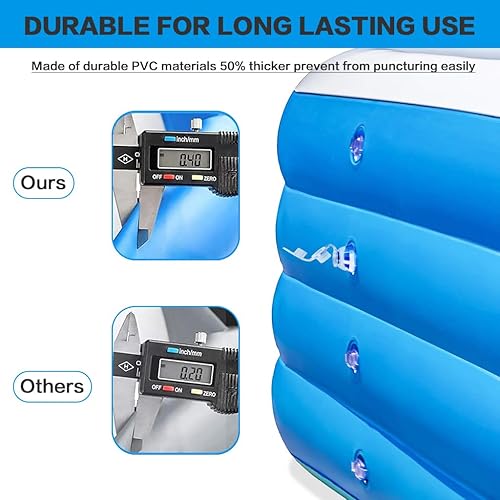 Miniatura 3 de Piscina inflable, 71 x 51 x 28 pulgadas, piscina inflable de tamaño completo, piscina familiar para niños para fiestas acuáticas de verano, sin BPA