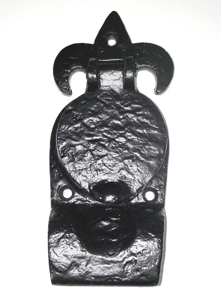 Fleur De Lys Style Cylinder Pull and Cover Black Antique from EUROART