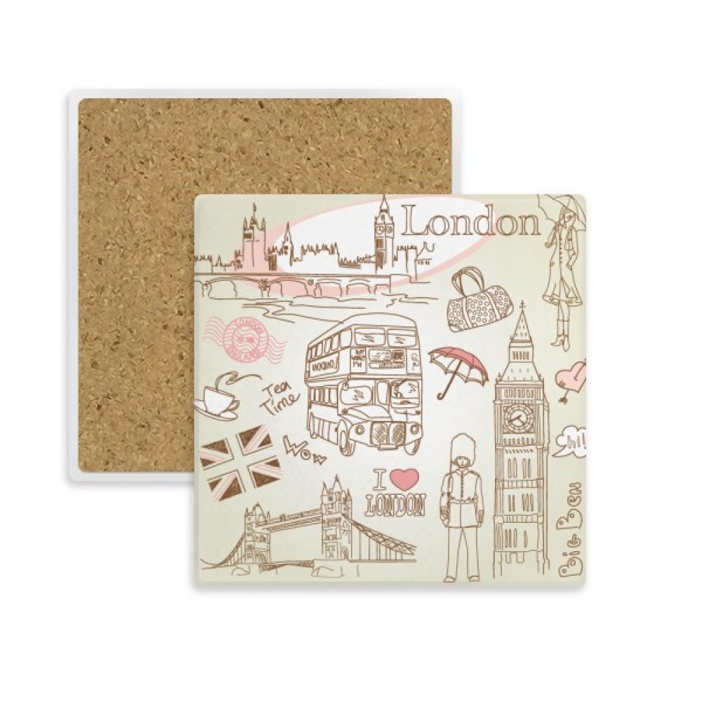 Dessous de verre absorbant motif Londres Angleterre pour mug et verre à café