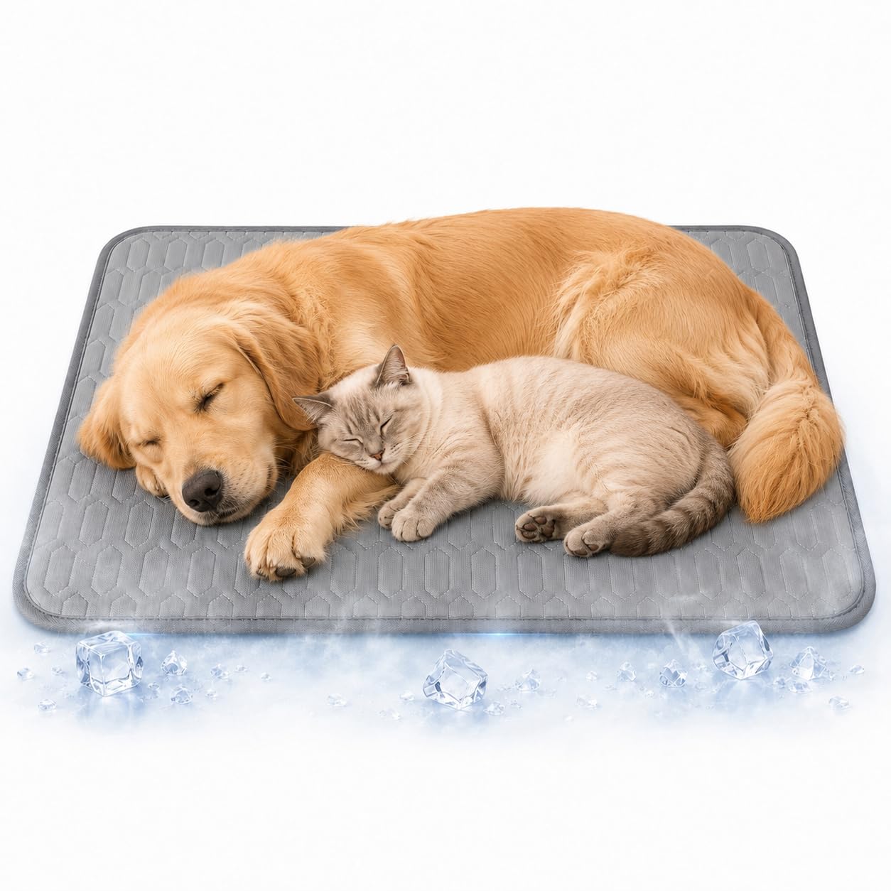 Dog Cooling Mat, Ice Silk Pet Cooling Pad for Dogs & Cats, Washable Non Slip Summer Pet Mat for Sofa, Crate, Kennel, Car Seat, Indoor Outdoor Use (Grey, S 50 * 40)