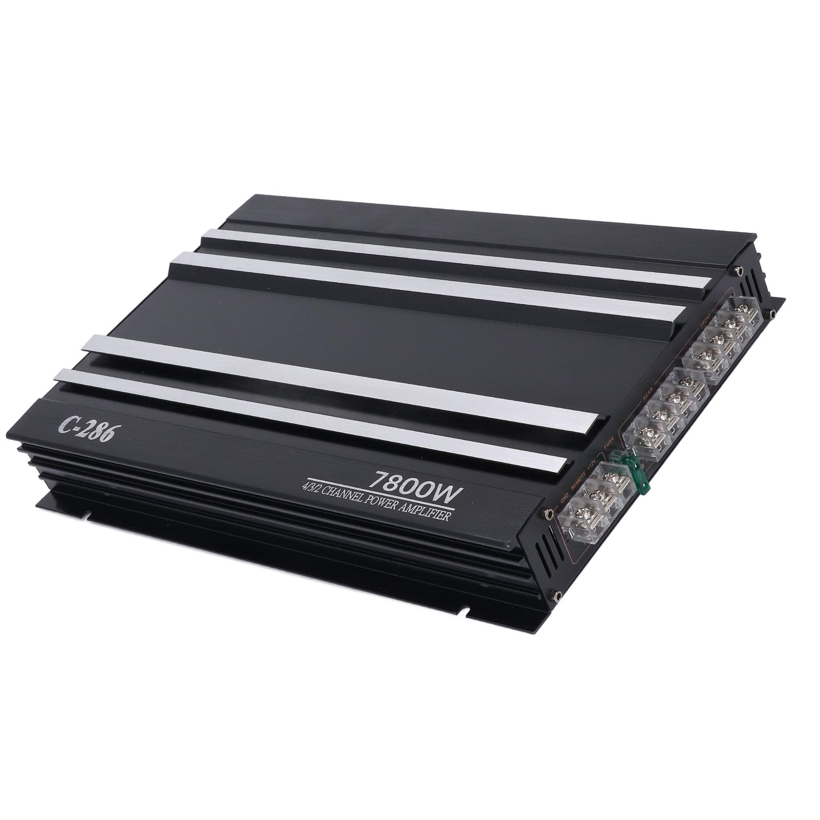Amplificateur de Puissance Automobile 7800 W, 4 Canaux, Classe Ab, Alliage D’Aluminium, Basses Profondes, Alimentation Dc 12 V, Compatible avec Camions, Bateaux, Utv Et Motocyclettes