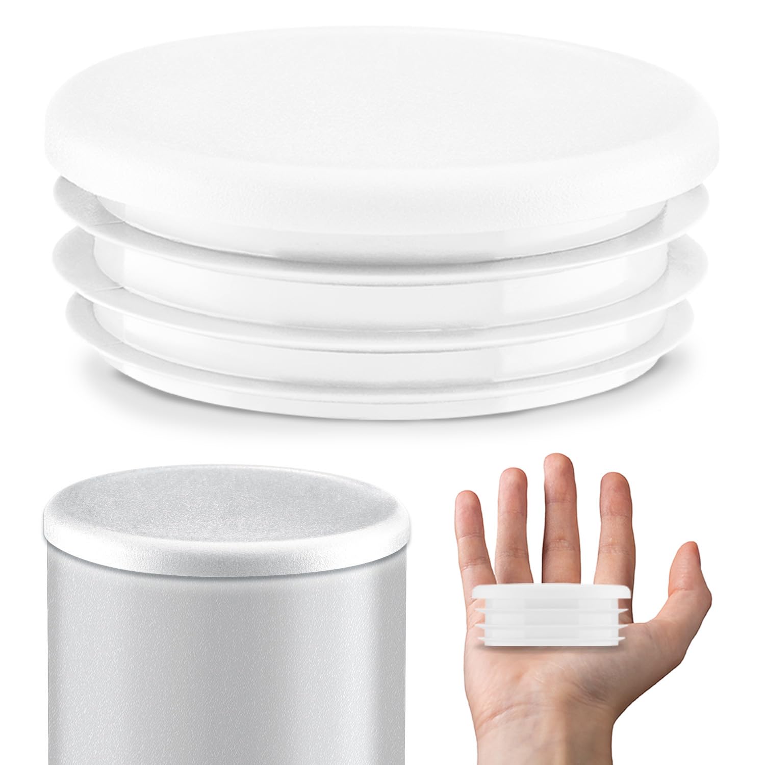 Lamellar plugs End caps for round pipe 76 mm 5 pcs. White RAL 9010 Plastic End Caps 7,6 cm EMFA ®