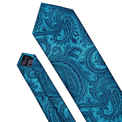 Image of Barry.Wang Paisley Tie Fashion Set Hanky Cufflinks Neckties for Men Woven Silk