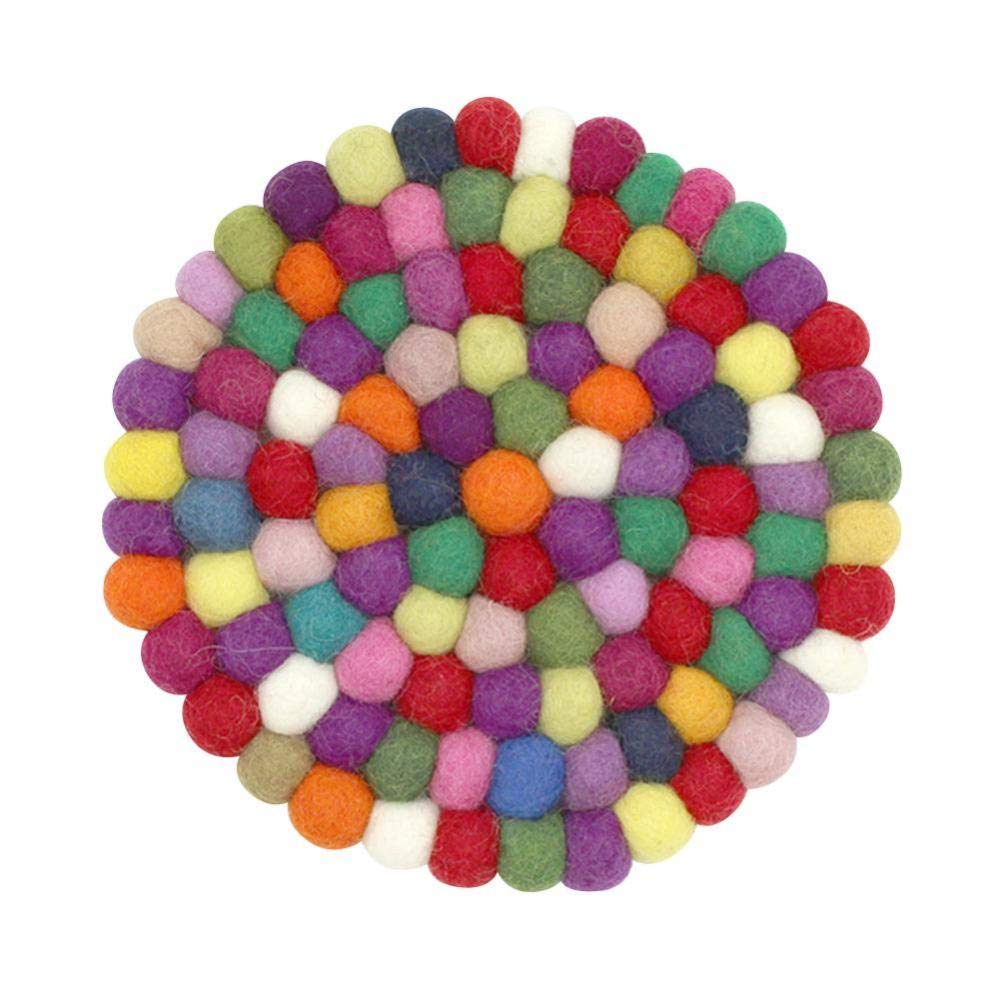 Lklnkvl A (4 Pieces) Placemats, Wool Felt Coaster Handmade Ball Diy Poke Music Placemat Insulation Pad Pot Mat Drink Coasters Absorbent Thick-B(A (4 Pieces))
