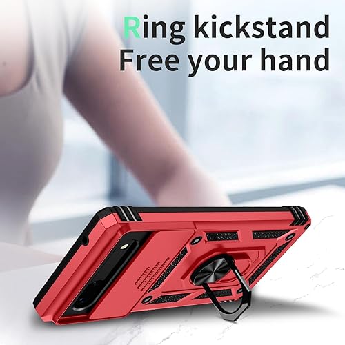 Miniatura 5 de Funda para Google Pxiel 8, funda deslizante para cámara, resistente grado militar, a prueba de golpes, soporte de anillo magnético para Pixel 8