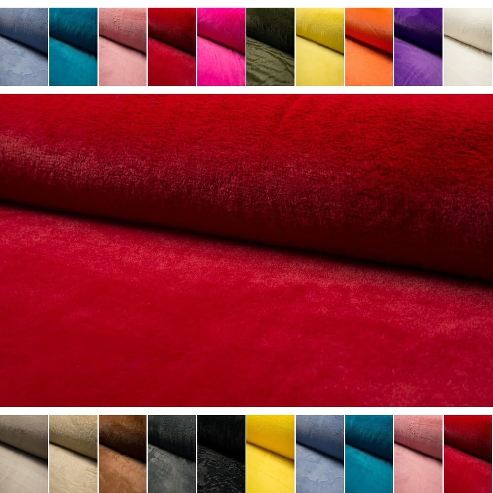 Fabrics-City rouge tissu en fausse fourrure de lapin premium, imitation molle, idéal pour vêtements, accessoires ou décoration, vente au mètre à partir 2m, 4583
