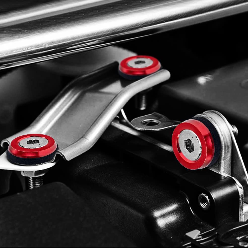 Kit de tornillo de arandela de parachoques, TOTMOX 20 piezas de acero inoxidable, aluminio, retrofit, tornillo M6, kit de tornillo de arandela de parachoques, kit de cubierta del motor, rojo