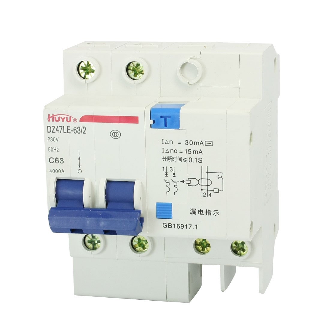 IEUMJNAT AC 230V 63A 2 Poles Overload Protection ELCB -Professional - Leakage Circuit Breaker