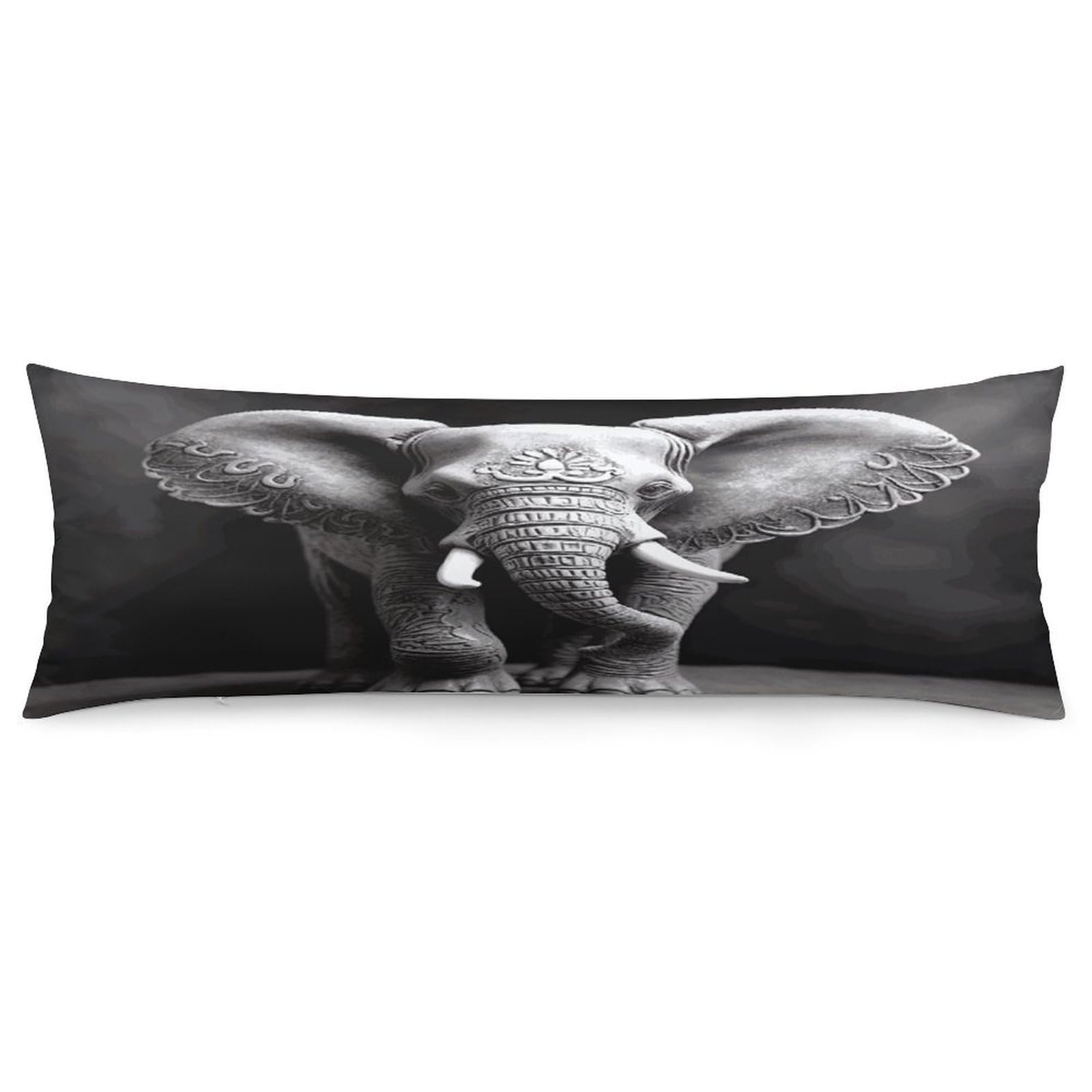 Gray Elephant Pillow Case Soft Breathable Long Pillowcover Pillow Protector Suitable for Sofas Car Chairs and Any Room