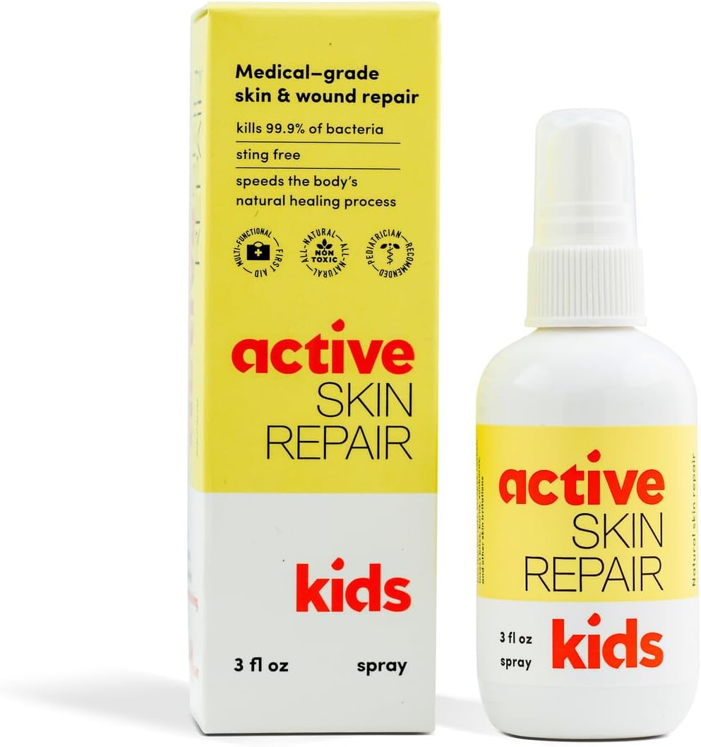 - Active Skin Repair Kids First Aid Spray - Non-Toxic & Natural Kids Antiseptic Formula for Minor Cuts, Wounds, Scrapes, Rashes, Sunburns, and Other Skin Irritations (3oz Spray)