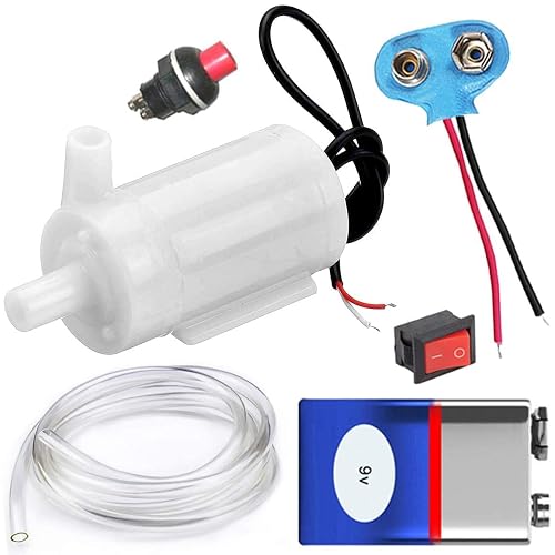 SP Electron Waterproof Mini water Project DC Pump 3-9v complete kit with Switch, 9v and pipe