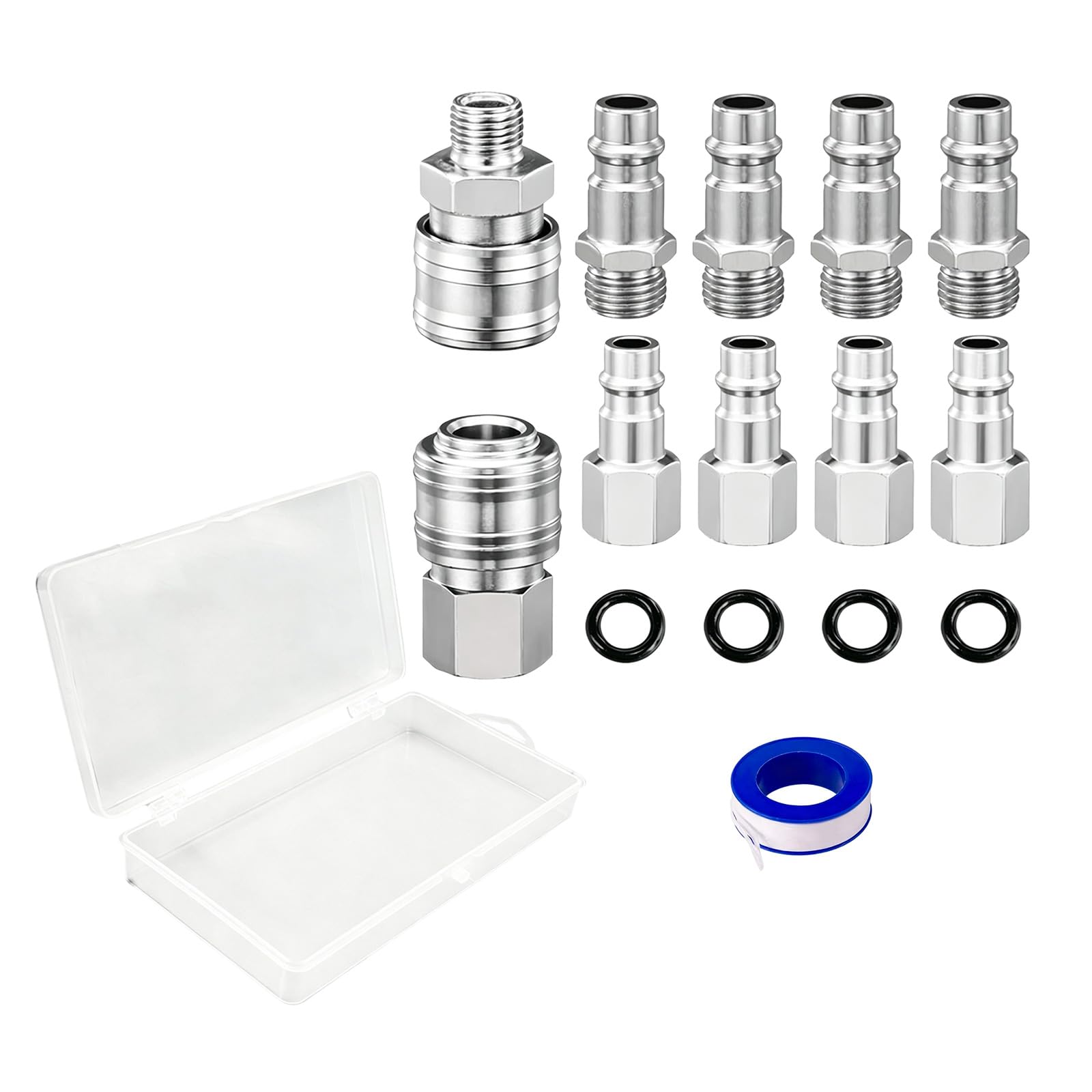 10Pcs Industrial Iron Compressor Coupler European Connection 1 / 4inch Quick Coupling Compressed Coupling for Sealing High Efficiency