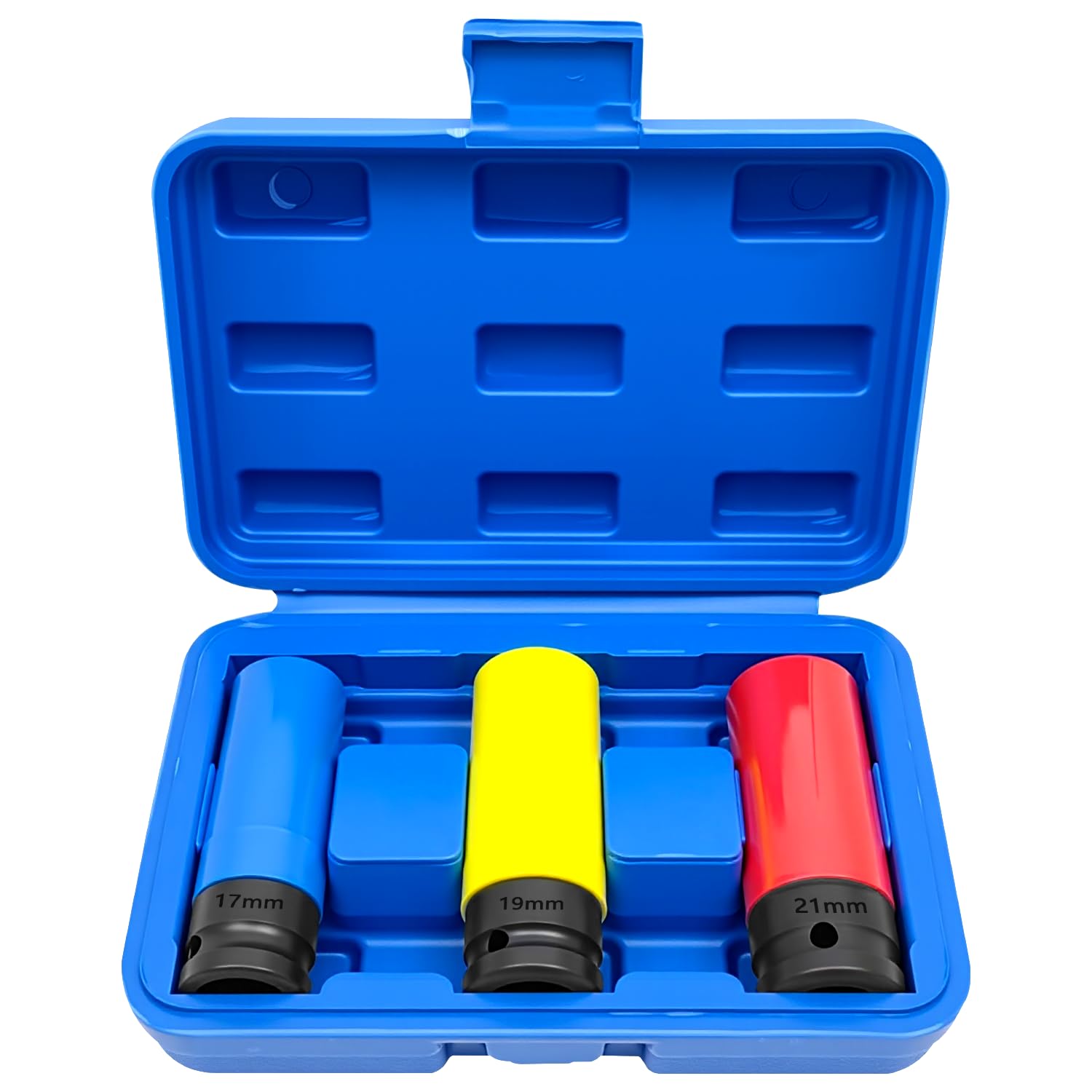 Zktool 3Pcs Wheel Protector Impact Socket Set, 1/2 Drive Lug Nut Socket, 17Mm 19Mm 21Mm, Cr-Mo