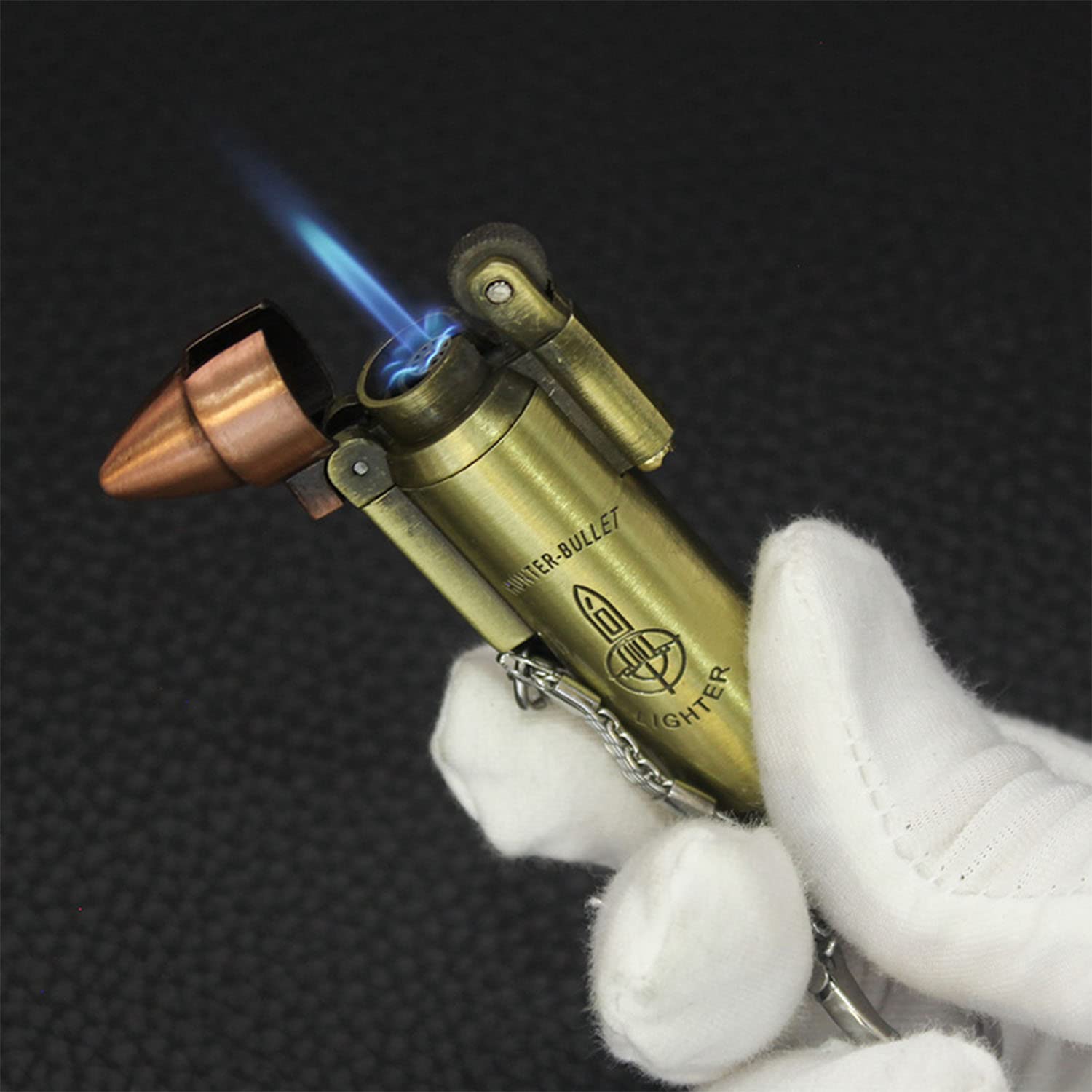2 Pièces Torche Turbo Poche Briquet Porte-clés Métal Butane Allume-Cigare Rétro Gaz Cigarette Coupe-Vent Briquet Accessoires de Fumer