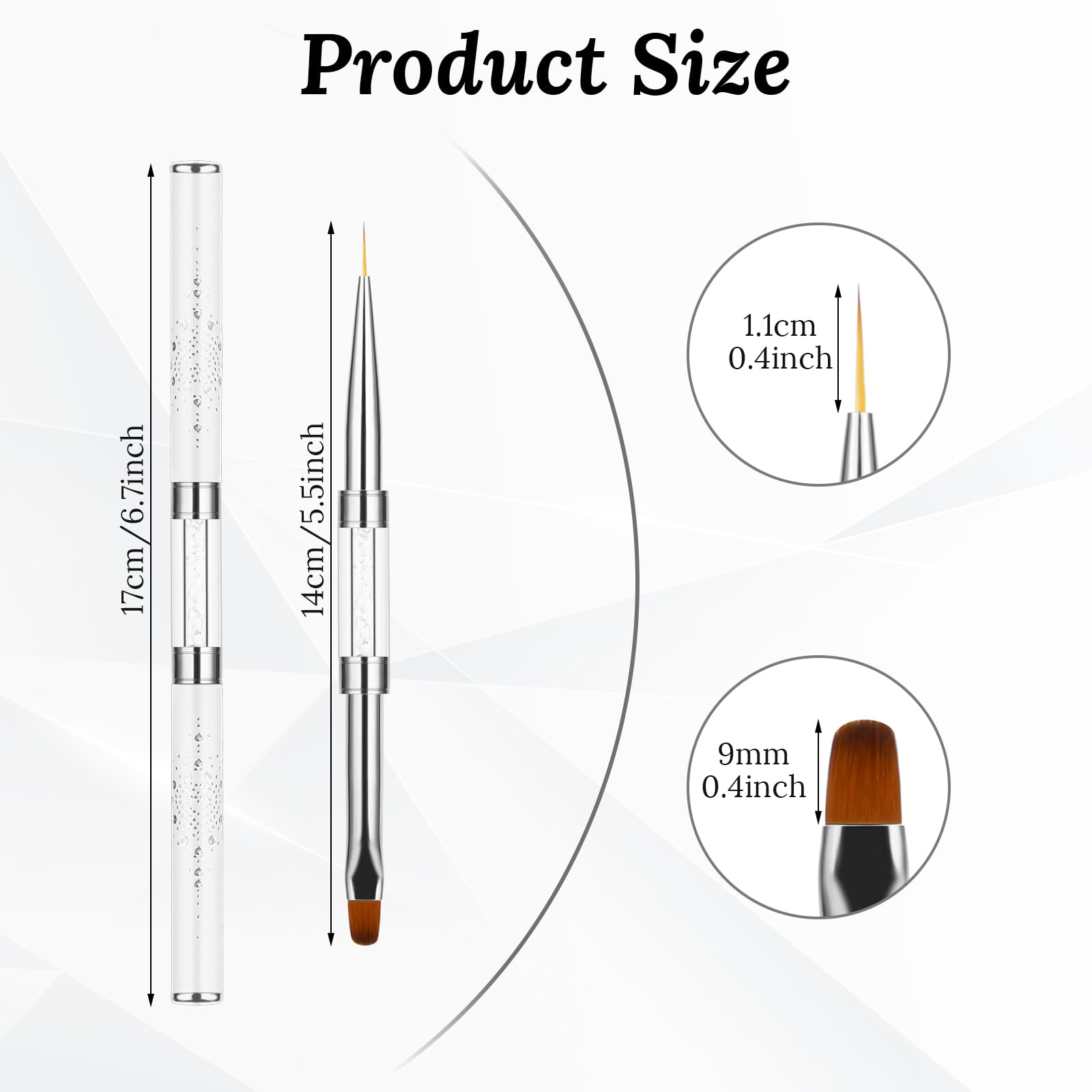 Thinp 2 Pcs Double Ended Nail Art Brushes,Builder Gel Brush Nail Liner Brush UV Hard Gel Brush Nail Drawing Brushes French Tip Brush Rhinestone Handle Nail Brush for Nail Art Design - Image 2