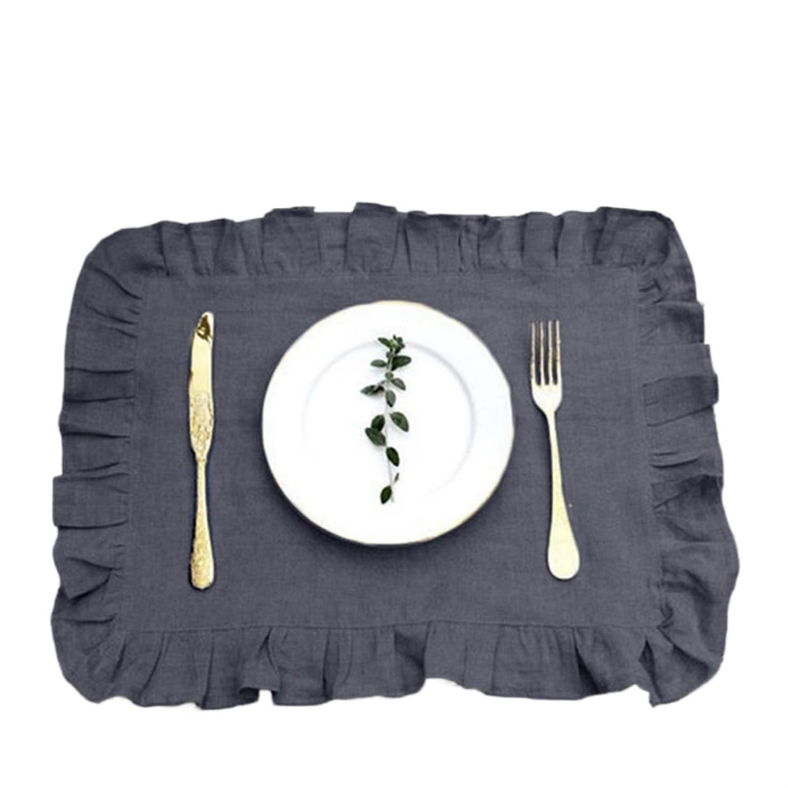 serviettes napkins Linen Napkins Wedding Dinner Solid Color Flounce Placemats Ruffle Edge Classical Home Table Napkin for dining wedding party everyday home(Dark gray 30X45CM)