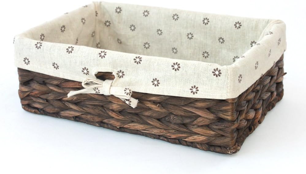 Kingwillow, Storage Basket, Natural Water Hyacinth Storage Bins Rectangular Basket,Arts and Crafts