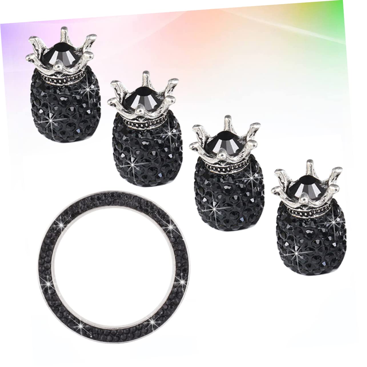 SOLUSTRE 15piezas Tapa De Válvula De Rhinestone y Anillo Decorativo para Botón De Encendido De Auto Negro Protección contra y Agua Diseño y