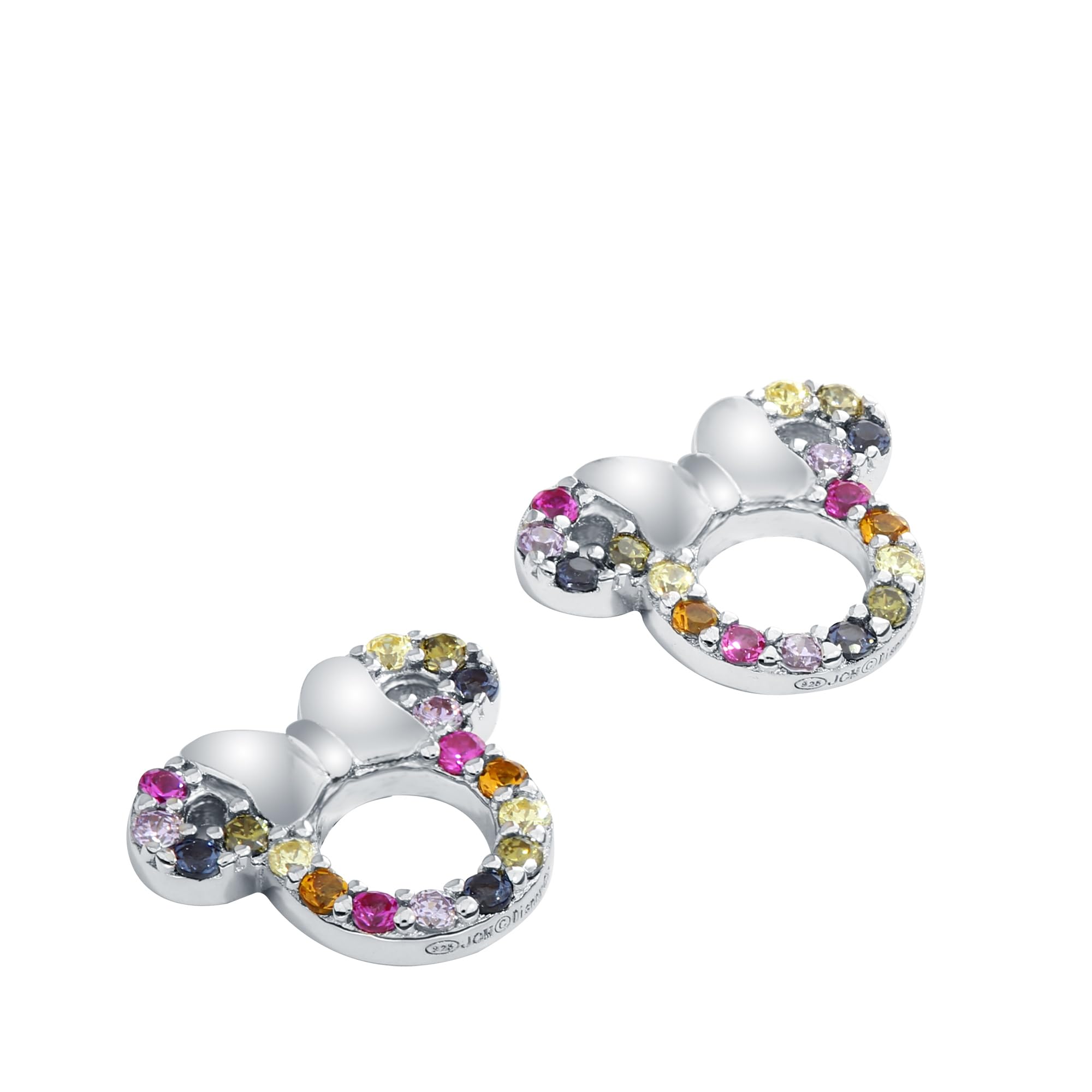 Orecchini Disney Minnie, Argento Sterling con Zirconi Multicolori per Bambini e Ragazze, Gioielli Disney