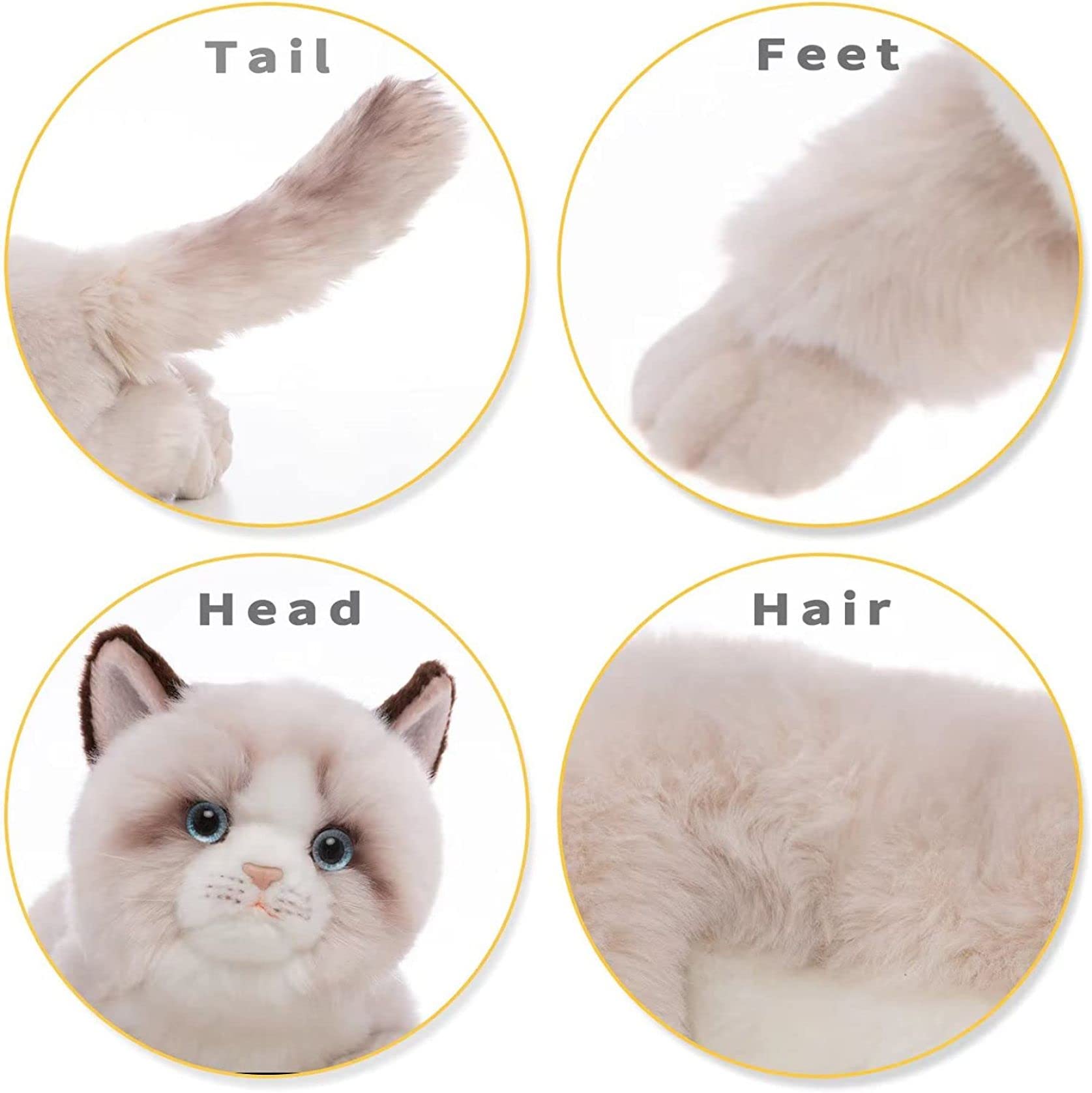 Amazon.co.jp: 灰色のラグドール猫ぬいぐるみぬいぐるみ-リアルなアン 